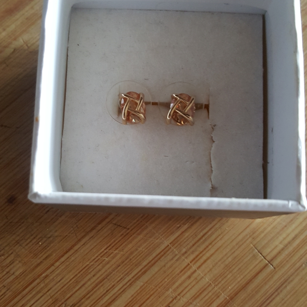 ROSE GOLD Tone Amber CZ Studs (Criss-Cross) sold on title